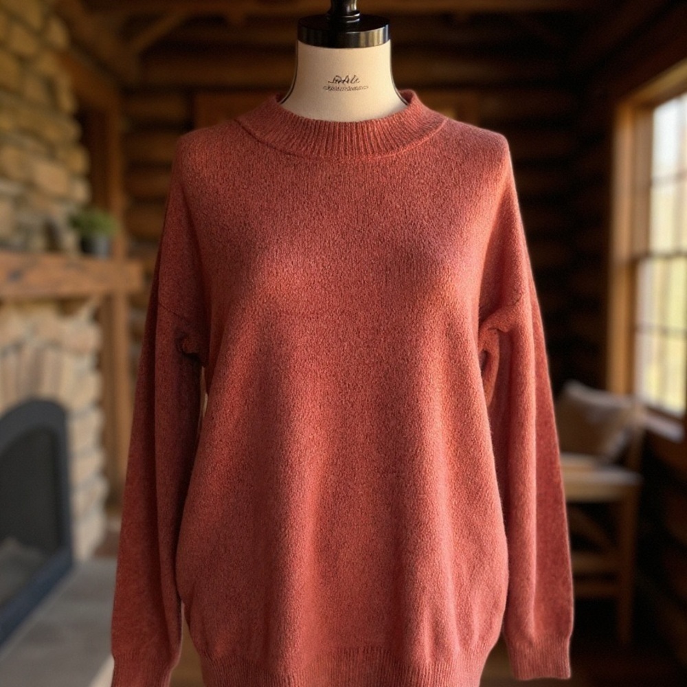 A New Day Rust Mock Turtleneck Long Sleeve Pullover Sweater – Size Large